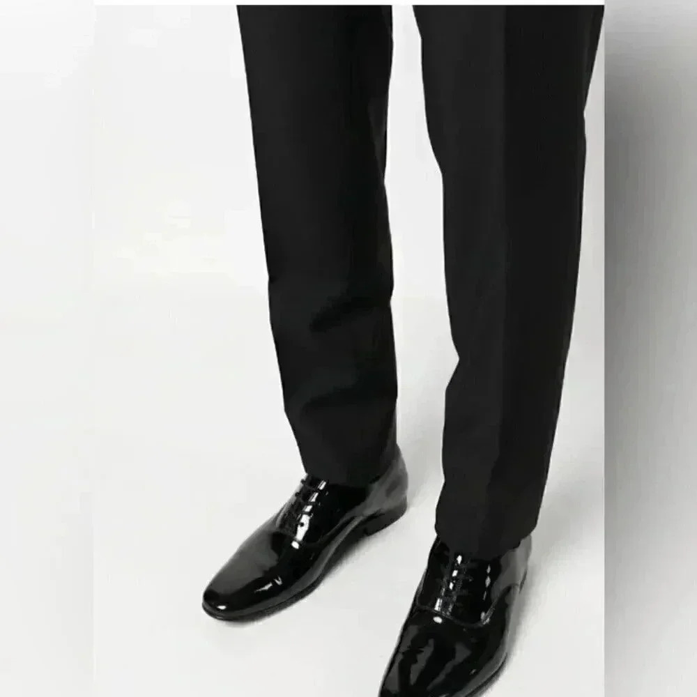 Canali Black Calf Leather Derby Shoes | Lace-Up, Size 40.5